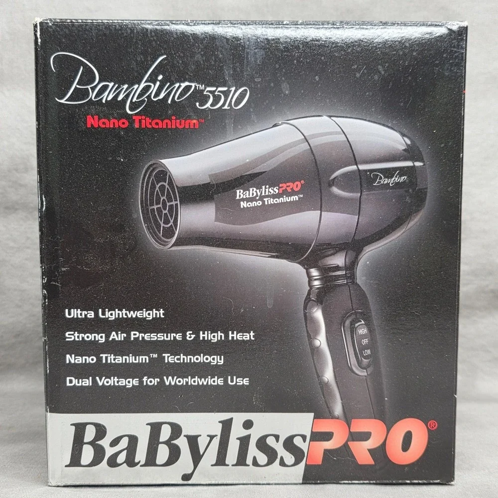 BaBylissPRO Nano Titanium Bambino 5510 Compact Hair Dryer BABNT5510 NEW